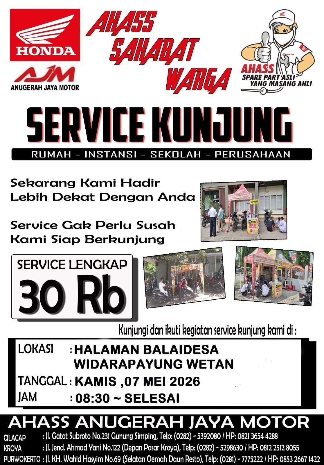AHASS Anugerah Jaya Motor Gelar Service Kunjung di Widarapayung Wetan