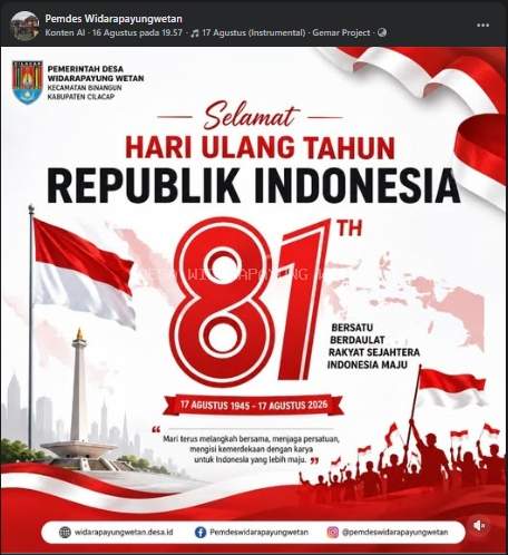 Dirgahayu Republik Indonesia ke‑81: "Indonesia Berdaulat, Adil, dan Makmur"