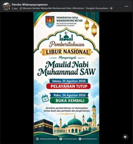 Pemberitahuan Libur Pelayanan Desa Memperingati Maulid Nabi Muhammad SAW